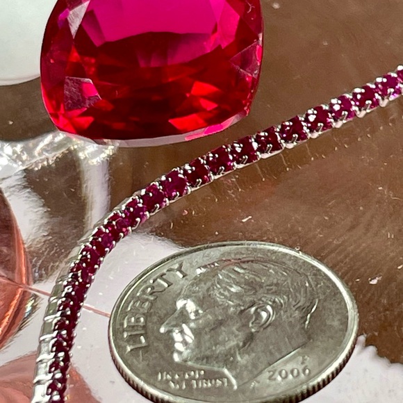 1.5CT GENUINE RUBY Silver Tennis Bracelet. 7" - Picture 6 of 9